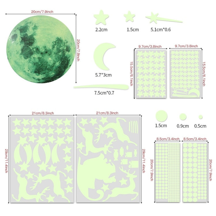 2 Packs AFG3367 Moon + 407 PCS Dot + 103 PCS Star + Two Christmas PE Film Luminous Stickers, Specification: Green