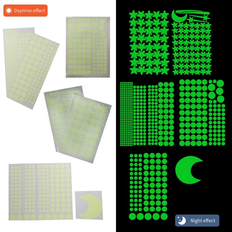 3 Packs Luminous Home Decoration Combination Wall Sticker, Specification: 252PCS Round Point + Moon