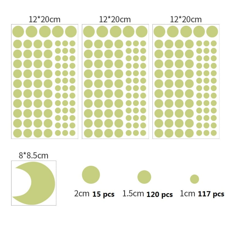 3 Packs Luminous Home Decoration Combination Wall Sticker, Specification: 252PCS Dot + Moon Blue