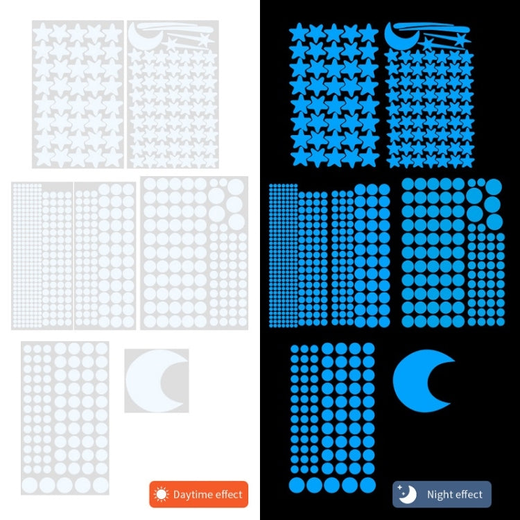 3 Packs Luminous Home Decoration Combination Wall Sticker, Specification: 252PCS Dot + Moon Blue