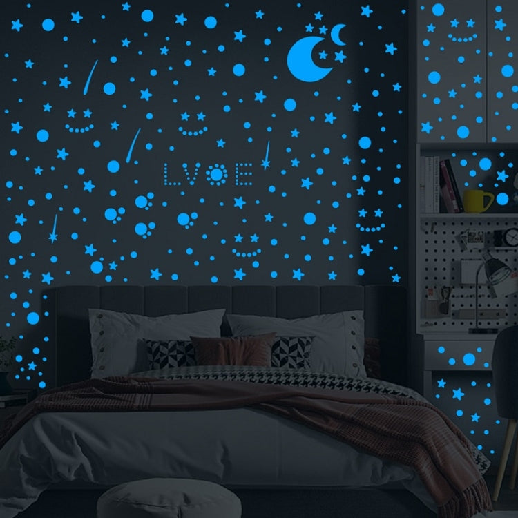 3 Packs Luminous Home Decoration Combination Wall Sticker, Specification: 252PCS Dot + Moon Blue