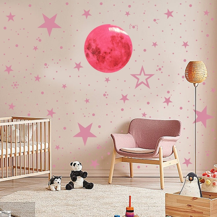 2 Packs AFG3303 Home Decoration Luminous Stars Moon PVC Stickers, Specification: 435PCS+30cm Moon (Pink)