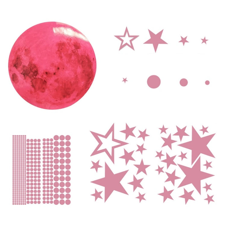 2 Packs AFG3303 Home Decoration Luminous Stars Moon PVC Stickers, Specification: 435PCS+20cm Moon (Pink)