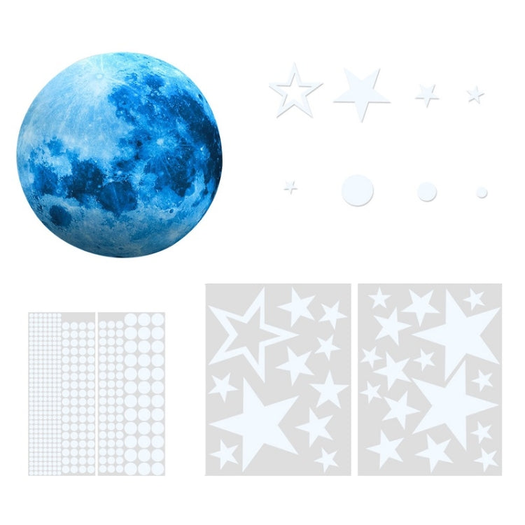 2 Packs AFG3303 Home Decoration Luminous Stars Moon PVC Stickers, Specification: 435PCS+20cm Moon (Blue)