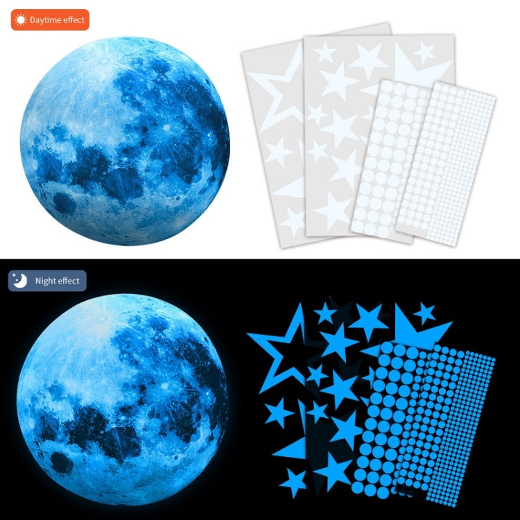 2 Packs AFG3303 Home Decoration Luminous Stars Moon PVC Stickers, Specification: 435PCS+20cm Moon (Blue)
