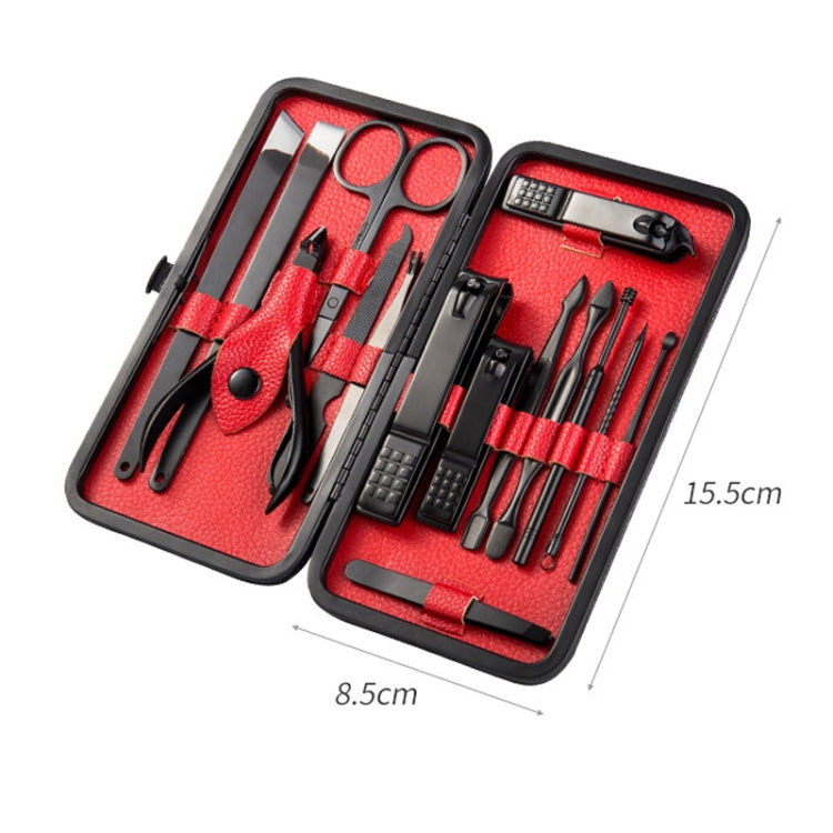15 PCS / Set Nail Clipper Home Pedicure Nail Care Tools(Black)