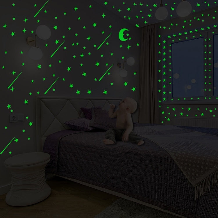 2 Packs AFG3269 Luminous Star Moon Meteor Combination Wall Sticker Home Decoration Wall Sticker