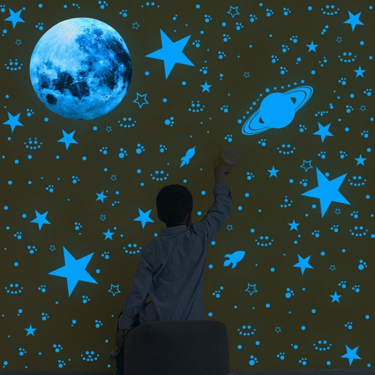 2 Packs AFG3387 Moon Star Spaceship Luminous Wall Sticker, Specification: 1788PCS Blue