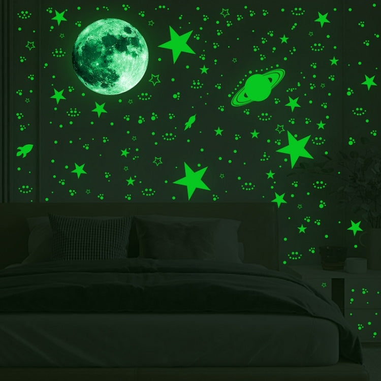 2 Packs AFG3387 Moon Star Spaceship Luminous Wall Sticker, Specification: 930PCS Green