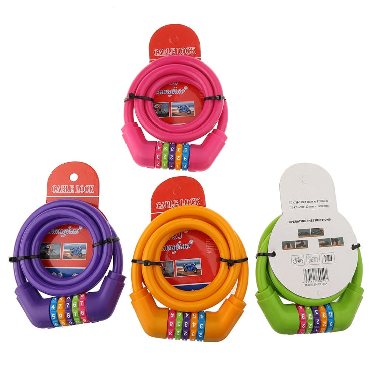 CH-501 12 X 120cm Bicycle Password Steel Wire Lock Anti-Theft Vehicle Lock, Random Color Delivery