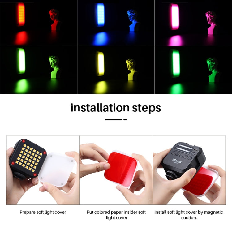 Ulanzi U-Bright Mini Camera 2700k-6500k LED Video Light Vlog Fill Light with Magnetic Soft Cover & 6 Colored Paper & 3 Cold Shoes