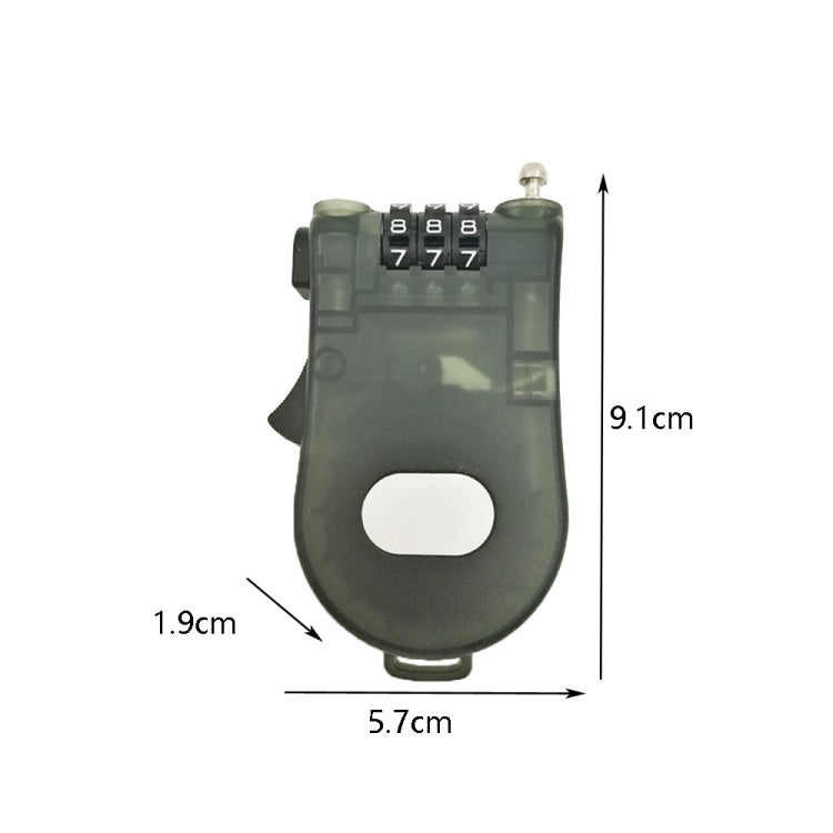 2 PCS CH-31 3-Digit Travel ABS Plastic Transparent Password Lock 110cm Telescopic Wire Lock(Color Random Delivery)