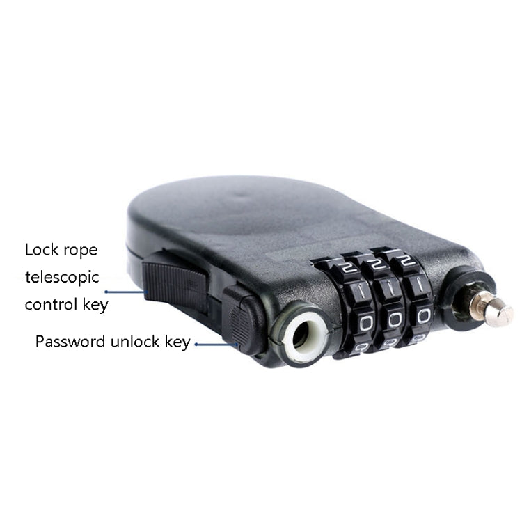 2 PCS CH-31 3-Digit Travel ABS Plastic Transparent Password Lock 110cm Telescopic Wire Lock(Color Random Delivery)
