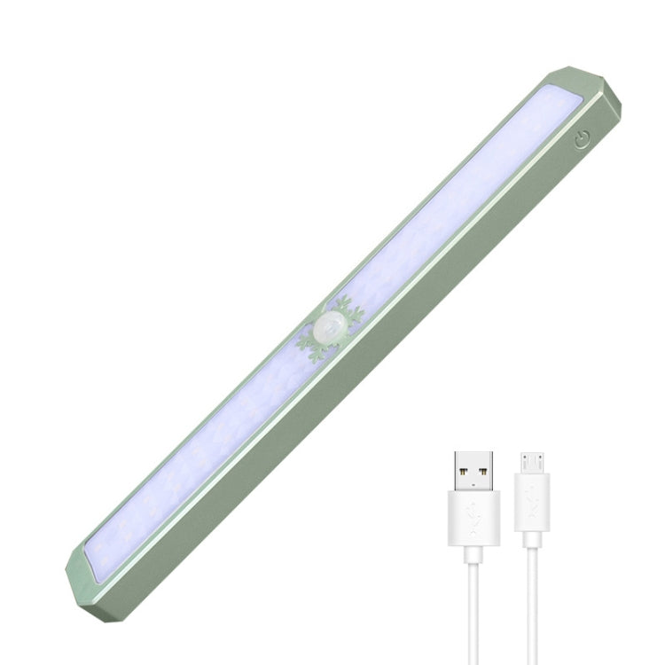 LED Intelligent Human Body Sensor Light USB Free Wiring Long Cabinet Wardrobe Light, Light color: Light Green 1 x Lamp