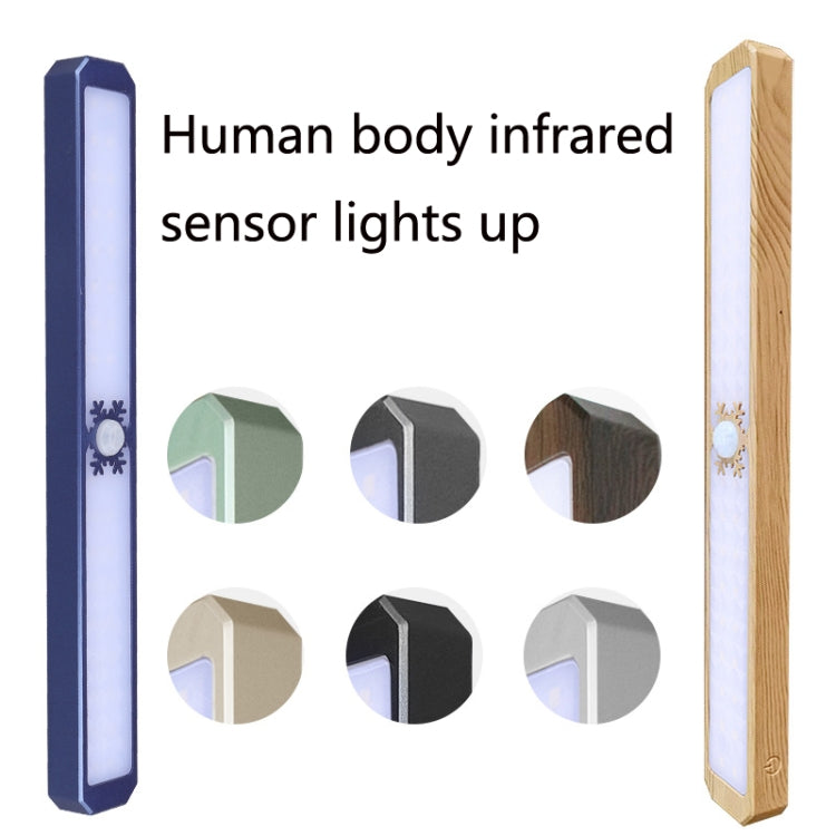 LED Intelligent Human Body Sensor Light USB Free Wiring Long Cabinet Wardrobe Light, Light color: Yellow Wood 1 x Lamp