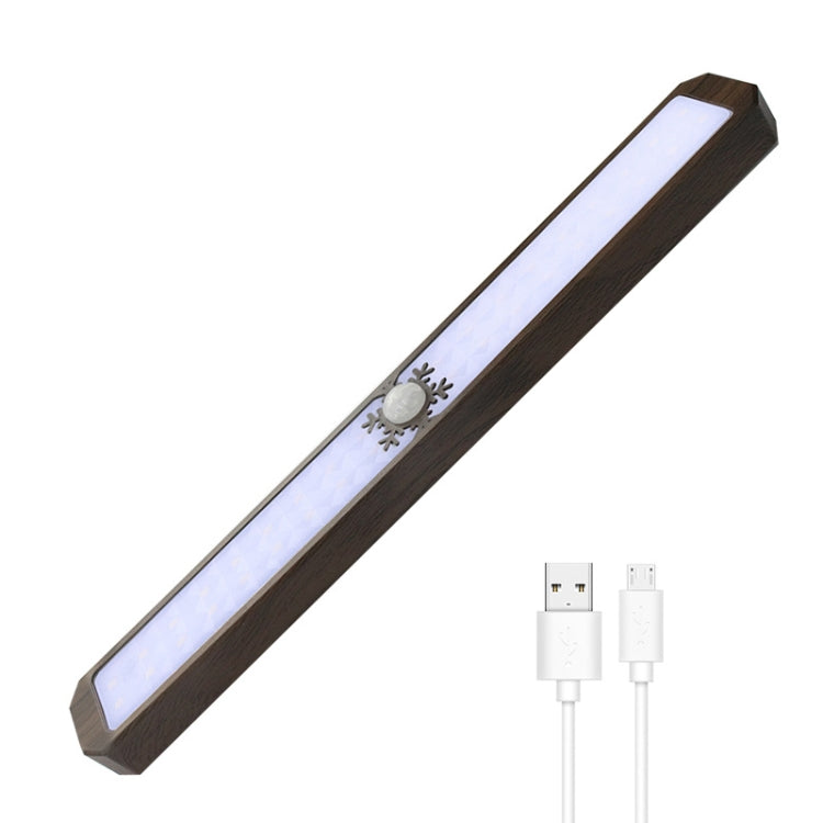 LED Intelligent Human Body Sensor Light USB Free Wiring Long Cabinet Wardrobe Light, Light color: Black Wood 1 x Lamp