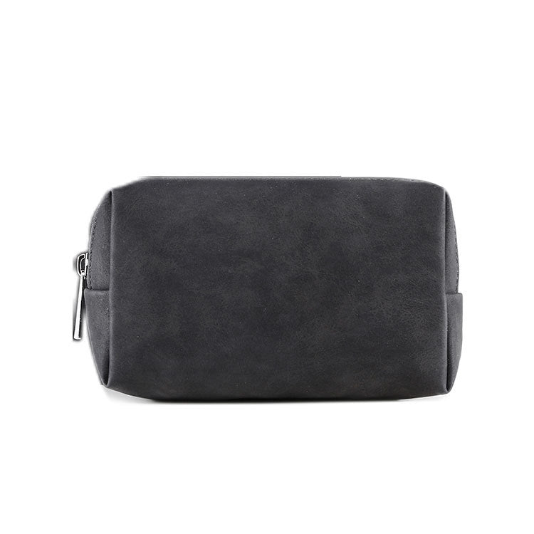 2 PCS  Portable Digital Accessory Leather Bag Single Layer Storage Bag, Colour: Sheepskin (Black)