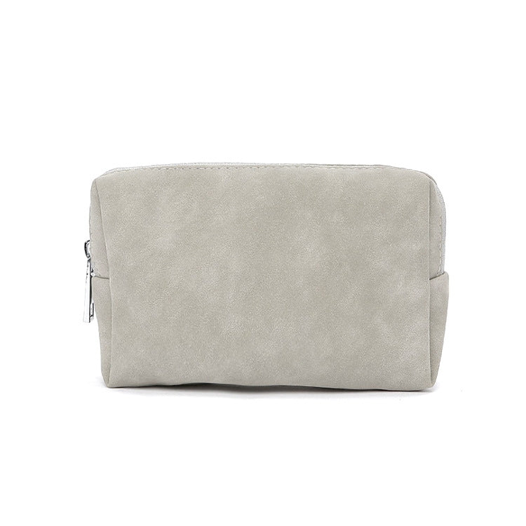 2 PCS  Portable Digital Accessory Leather Bag Single Layer Storage Bag, Colour: Frosted (Light Gray)