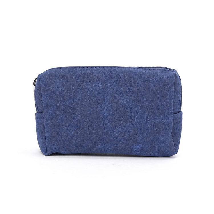 2 PCS  Portable Digital Accessory Leather Bag Single Layer Storage Bag, Colour: Frosted (Dark Blue)