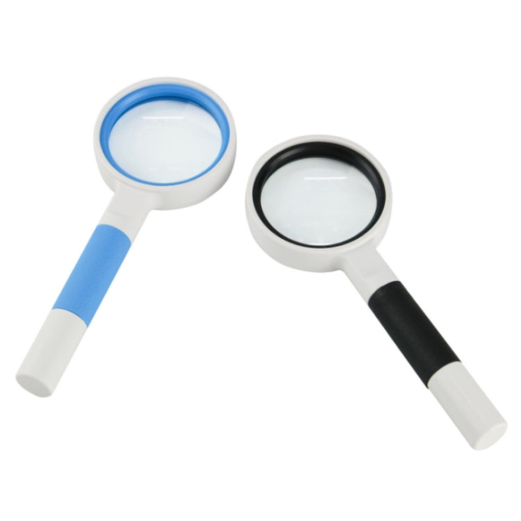 Hand-Held Reading Magnifier Glass Lens Anti-Skid Handle Old Man Reading Repair Identification Magnifying Glass, Specification: 50mm 7 Times (Blue White)
