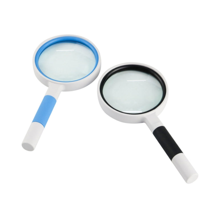 Hand-Held Reading Magnifier Glass Lens Anti-Skid Handle Old Man Reading Repair Identification Magnifying Glass, Specification: 85mm 10 Times (Blue White)