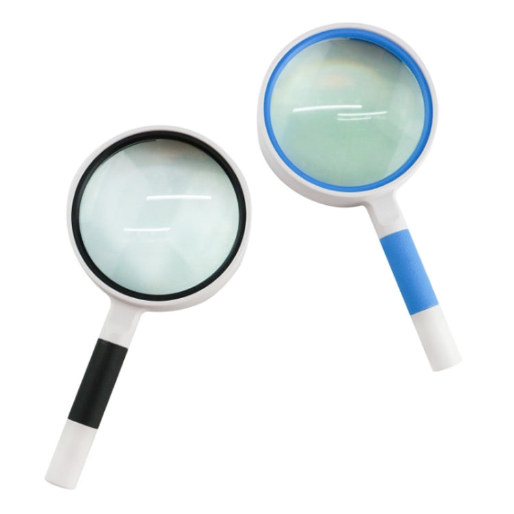 Hand-Held Reading Magnifier Glass Lens Anti-Skid Handle Old Man Reading Repair Identification Magnifying Glass, Specification: 100mm 3 Times (Black White)