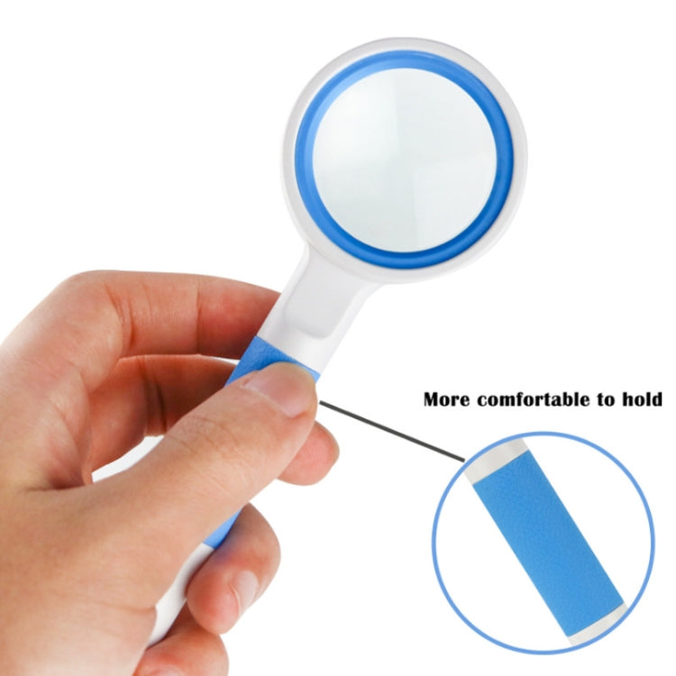 Hand-Held Reading Magnifier Glass Lens Anti-Skid Handle Old Man Reading Repair Identification Magnifying Glass, Specification: 100mm 3 Times (Black White)