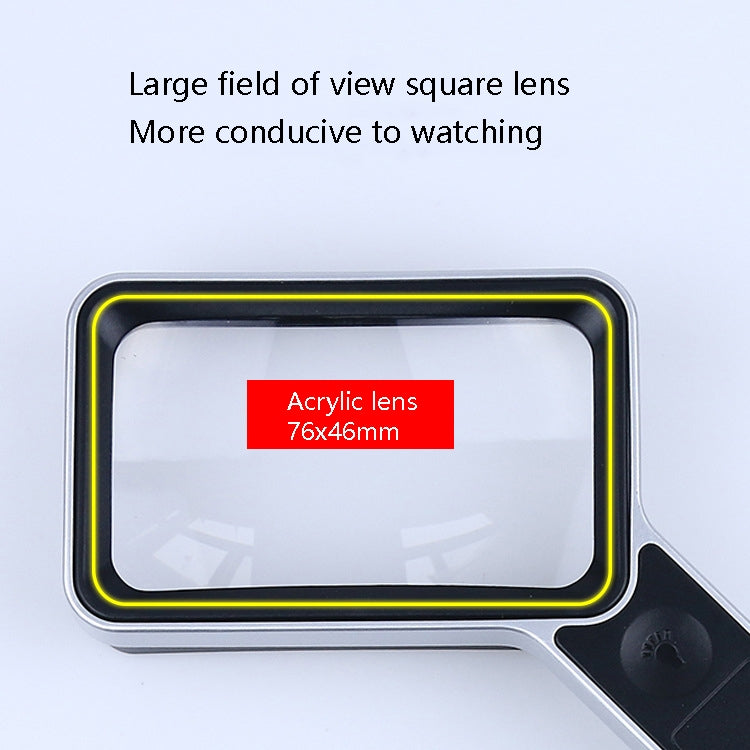 Handheld Rectangular Magnifying Mirror 6LED Light USB Charging 3 Port Lighting Brightness Magnifying Glass(XT-8021-1)