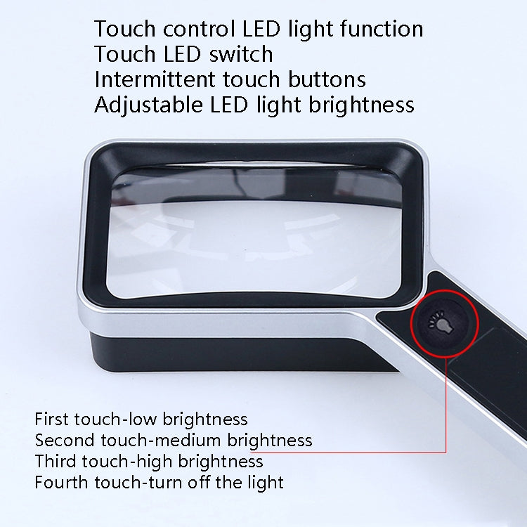 Handheld Rectangular Magnifying Mirror 6LED Light USB Charging 3 Port Lighting Brightness Magnifying Glass(XT-8021-1)