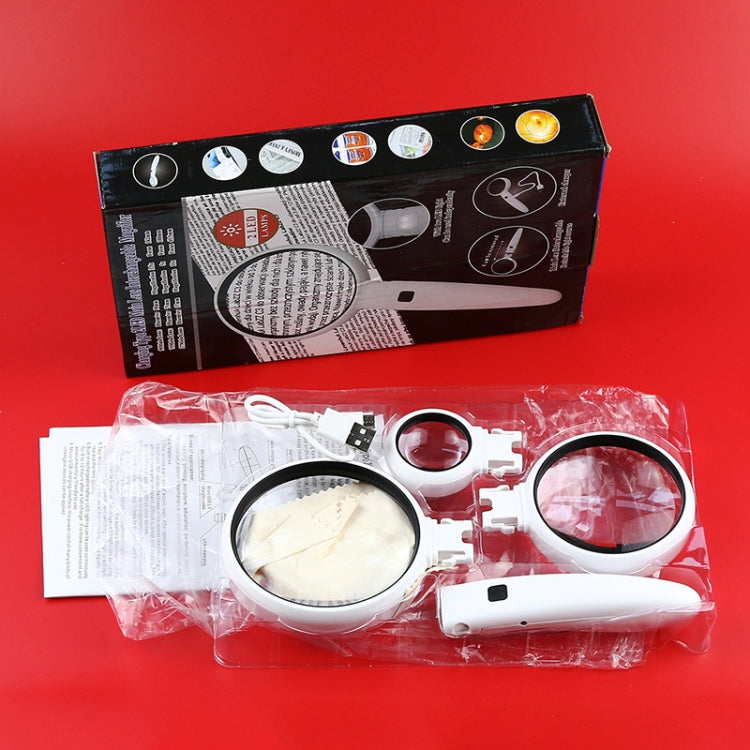 3.5/5/11 Times Handheld Reading Magnifying Glass USB Charging With 2 LED Light Magnifier