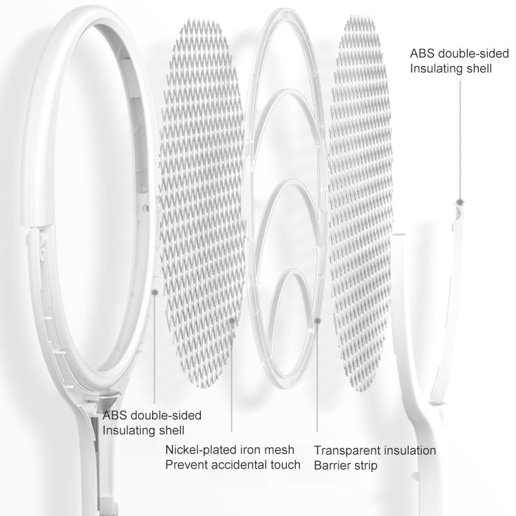 3 In 1 Adjustable Mosquito Killer Angle Electric Mosquito Swatter USB Rechargeable Household Mosquito Killer(White)