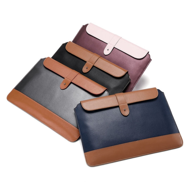 Horizontal Microfiber Color Matching Notebook Liner Bag, Style: Liner Bag (Black + Brown), Applicable Model: 14-15.4 Inch