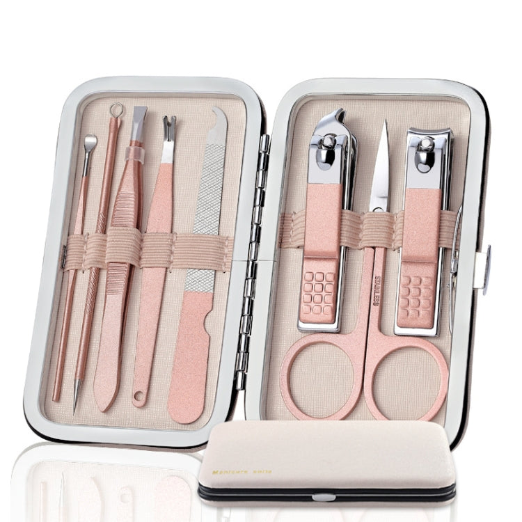 2 Packs 8 PCS/Set Stainless Steel Nail Clippers Manicure Tool Set(Pink)