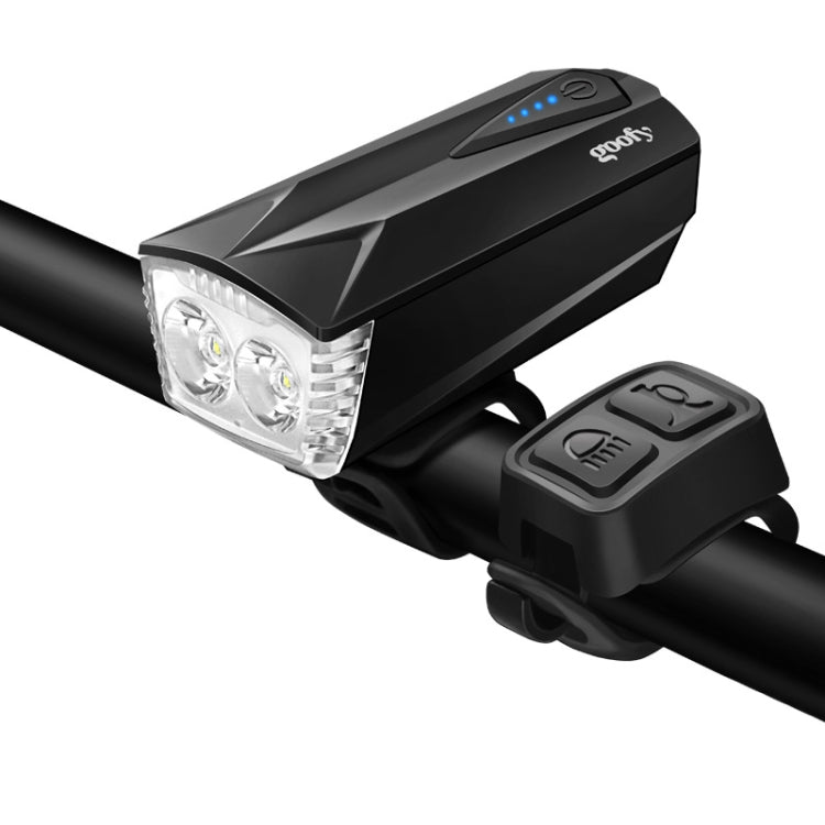GOOFY DT-6105F Bicycle Horn Light Mountain Bike Front Light Warning Light Specification: Double Head Charging (5 Watt Black)
