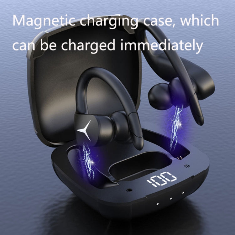 BE1030 Earhook LED Digital Display Sports TWS Wireless Bluetooth Earphone With Charging Box(Black)