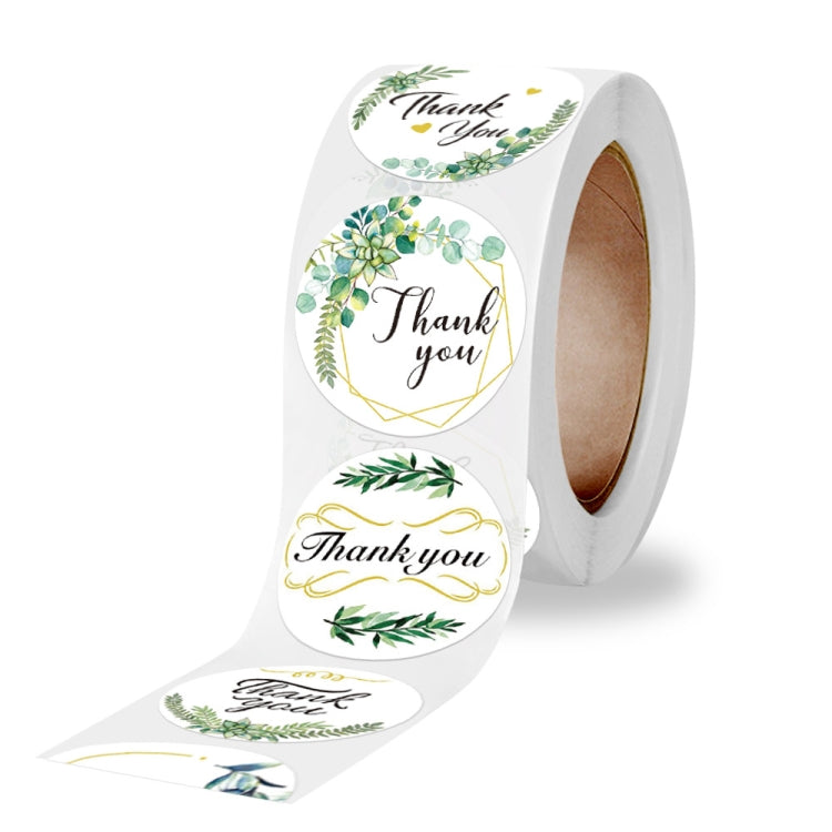10 Rolls Thank You Floral Sticker Wedding Gift Decoration Label, Size: 2.5cm / 1inch
