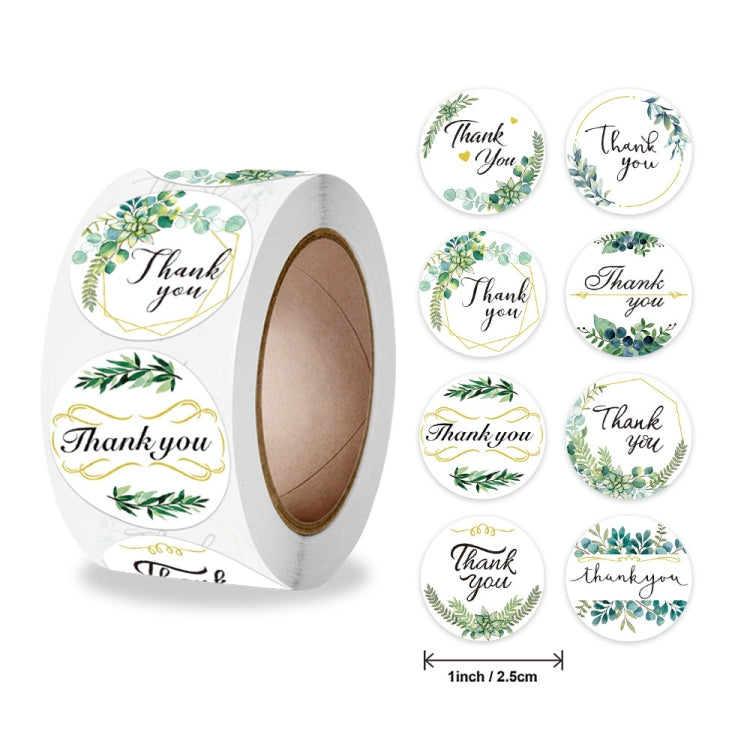 10 Rolls Thank You Floral Sticker Wedding Gift Decoration Label, Size: 2.5cm / 1inch