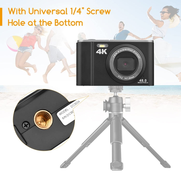 DC303A 2.8-Inch 4K 16X Zoom HD Digital Camera Mini Children Photography Camera US Plug