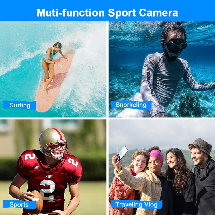 WDC901 3.5m Waterproof 48MP HD Dual Screen Outdoor Sports Digital Camera EU Plug