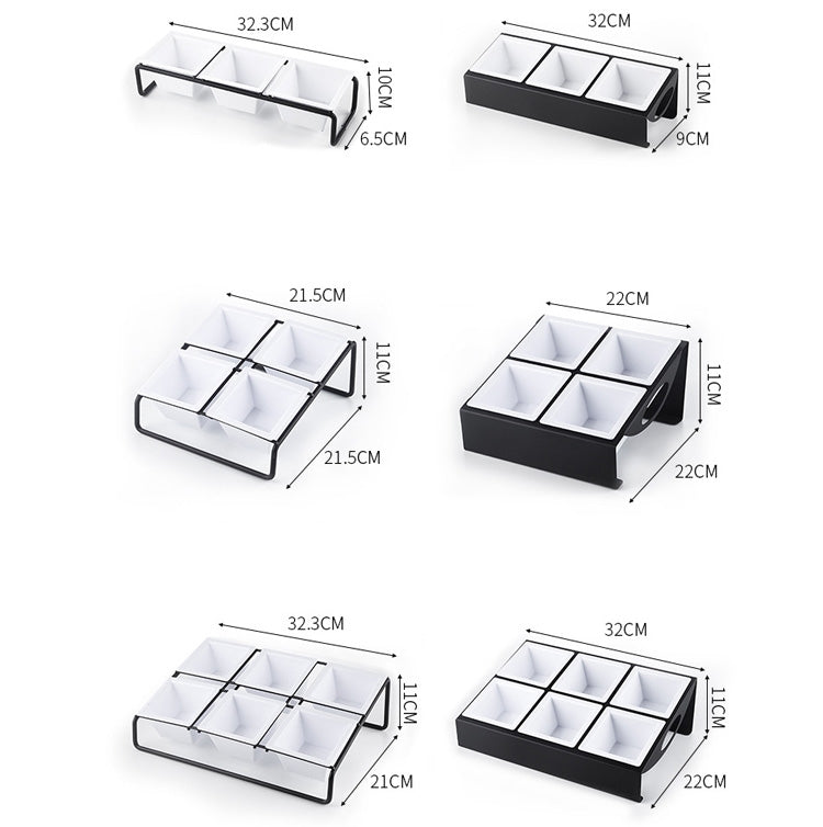 Stainless Steel Bar Plastic Fruit Plate Rack, without Fruit Dish, Grid Number:6 Grids
