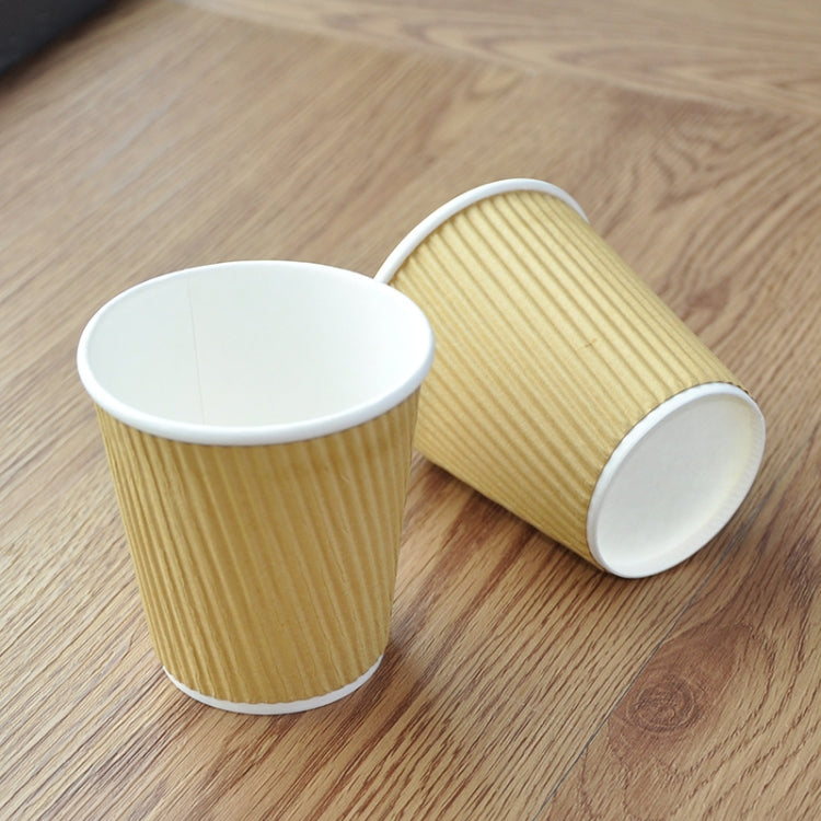 100 PCS 8oz Corrugated Cowhide Thickened kraft Paper Corrugated Coffee Cup
