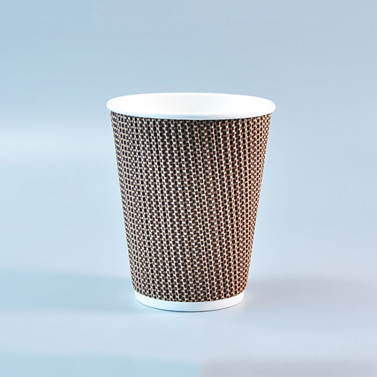 50 PCS 12oz Rose Red Thickened kraft Paper Corrugated Coffee Cup