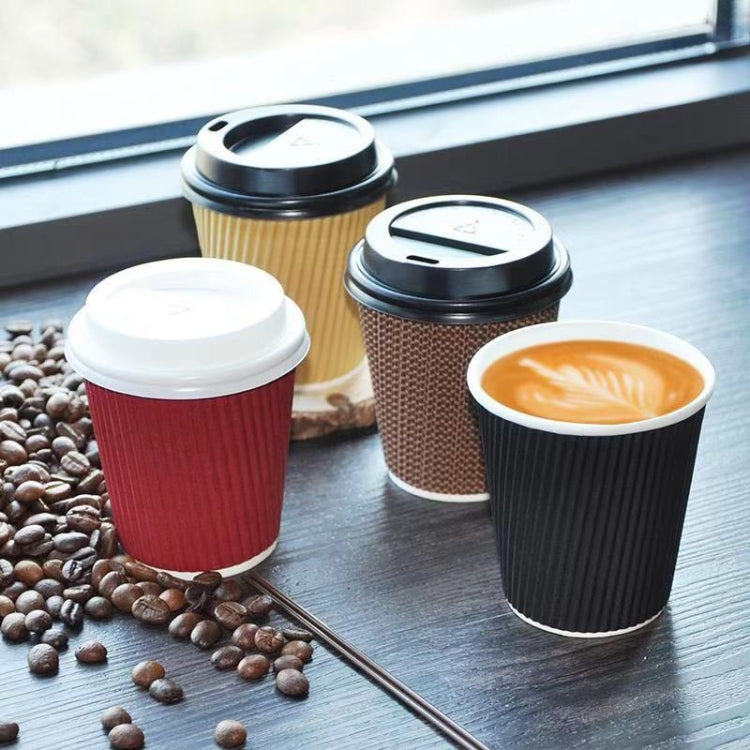 100 PCS 12oz Leaves Thickened kraft Paper Corrugated Coffee Cup