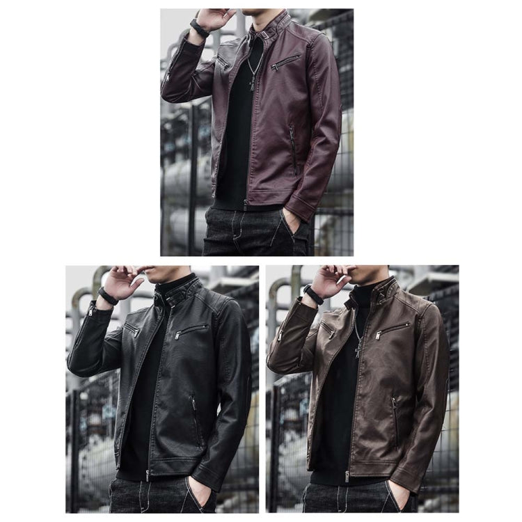 BS Autumn And Winter Man Leather Jacket Motorcycle Coat, Size:
