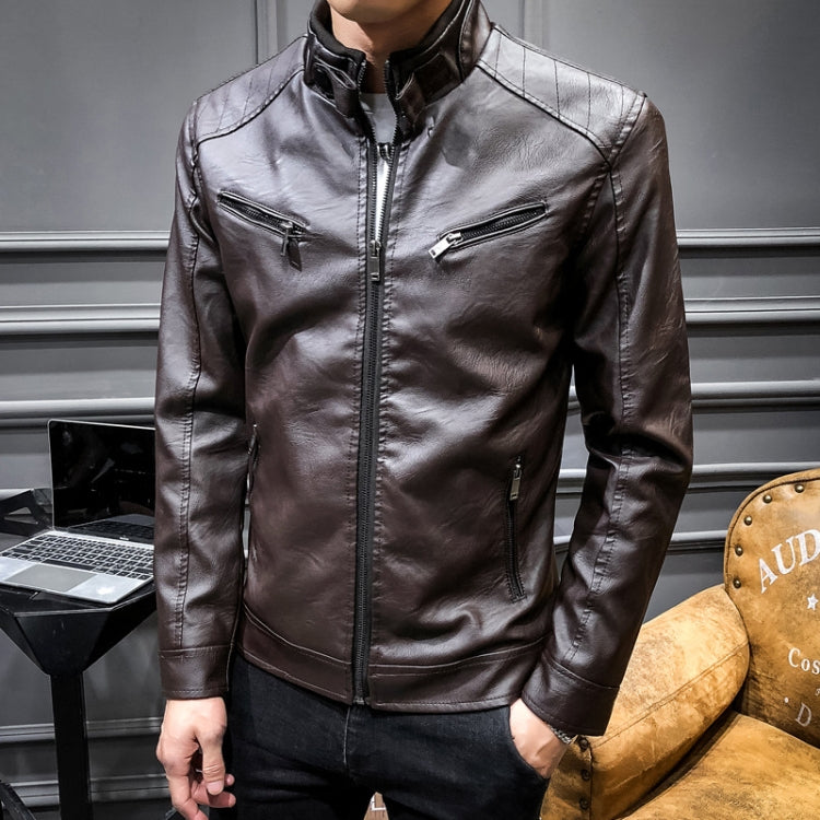 BS Autumn And Winter Man Leather Jacket Motorcycle Coat, Size: