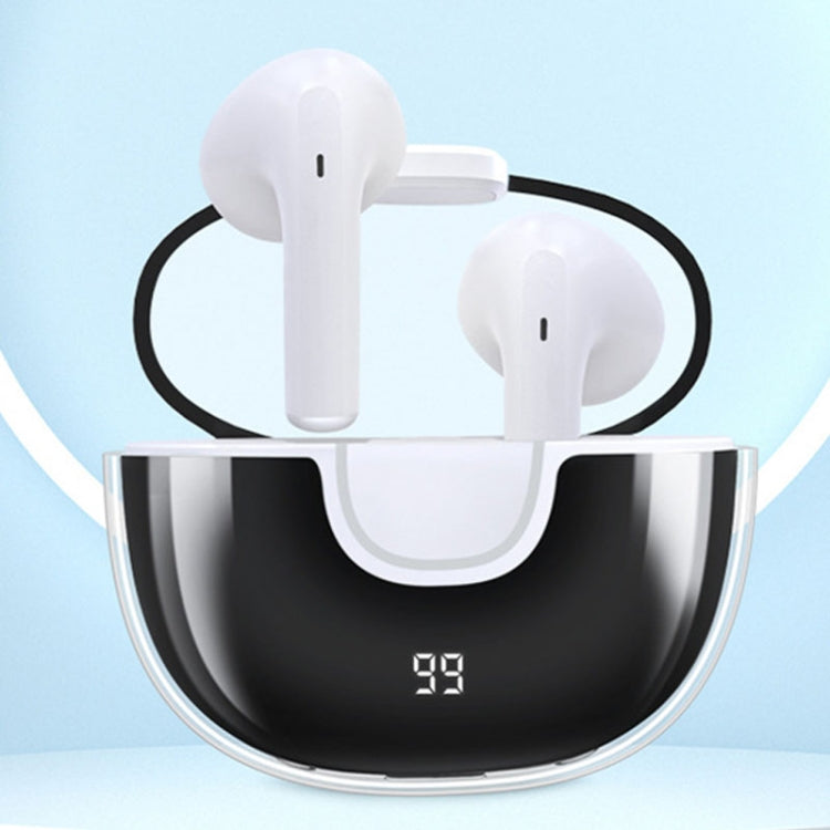 Transparent Semi-In-Ear Stereo Touch Waterproof Noise Reduction Bluetooth Earphones(White Digital Display)
