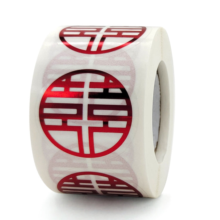 5 Rolls Wedding Happy Word Sticker Envelope Sealing Sticker Sugar Box Red Envelope Wedding Label, Diameter:, Colour: 25mm