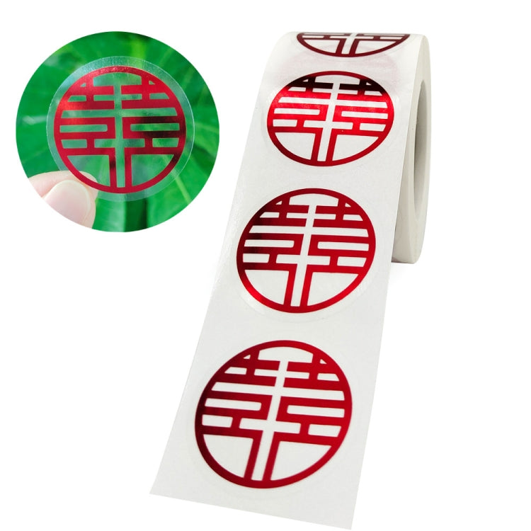 5 Rolls Wedding Happy Word Sticker Envelope Sealing Sticker Sugar Box Red Envelope Wedding Label, Diameter:, Colour: 25mm
