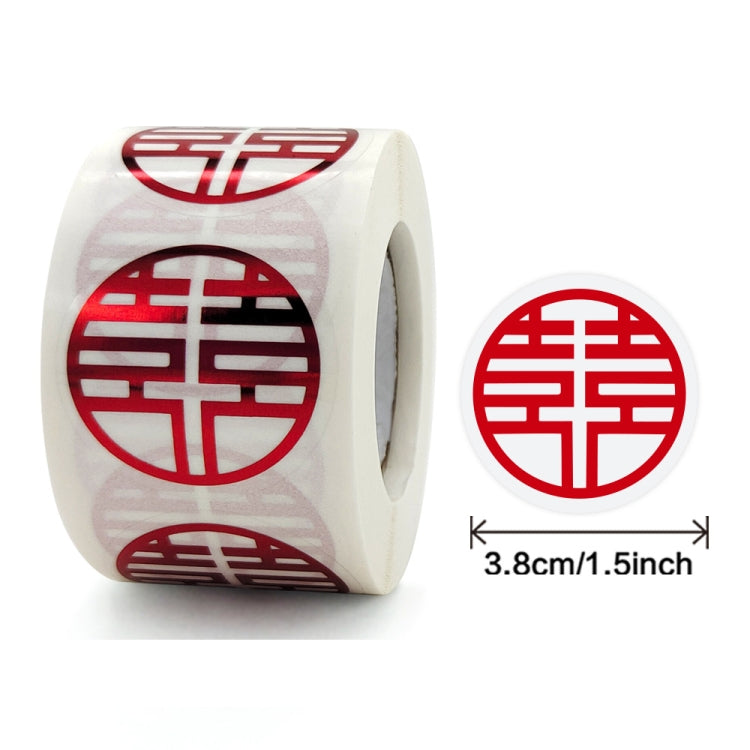 5 Rolls Wedding Happy Word Sticker Envelope Sealing Sticker Sugar Box Red Envelope Wedding Label, Diameter:, Colour: 38mm