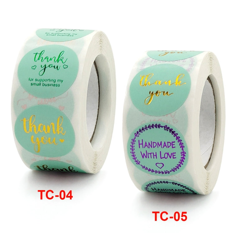 5 Rolls Hot Stamping Thank You Sticker Envelope Seal Sticker Commodity Gift Decoration Label, Size: 2.5cm / 1inch